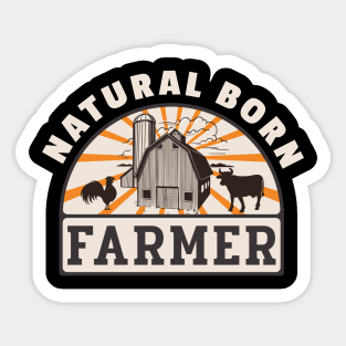 Natural Born Farmer Funny Farmer's Retro Sticker